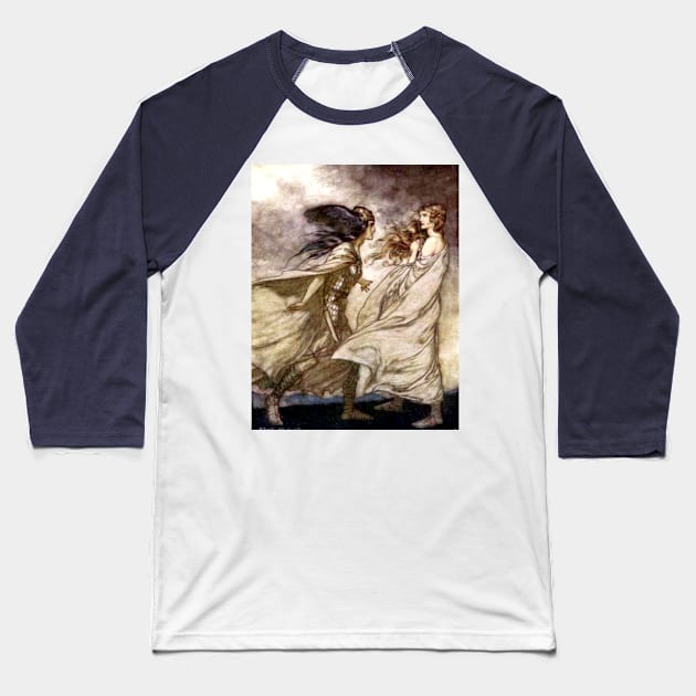 Waltraute Confronts Brunnhilde - Seigfried and the Twilight of the Gods - Arthur Rackham Baseball T-Shirt by forgottenbeauty